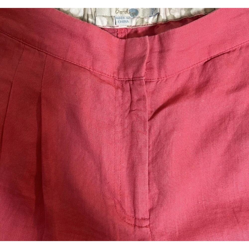 Boden Sz 8 Pink Linen Pleat Front Shorts Cuffed 6” Inseam Preppy Beachy Classic - Picture 6 of 16